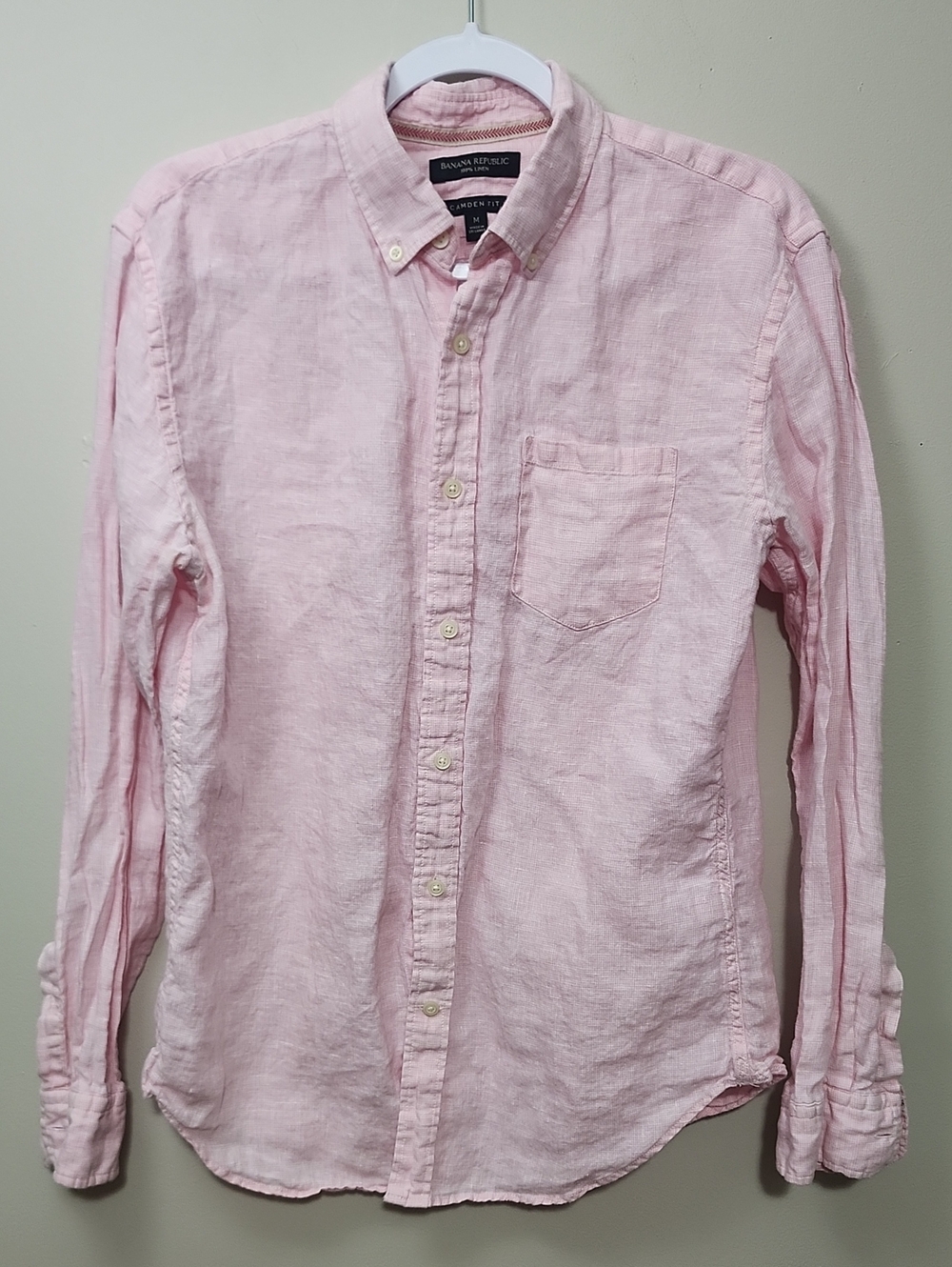 Banana Republic Camden Fit Pink Linen Button-Down Shirt